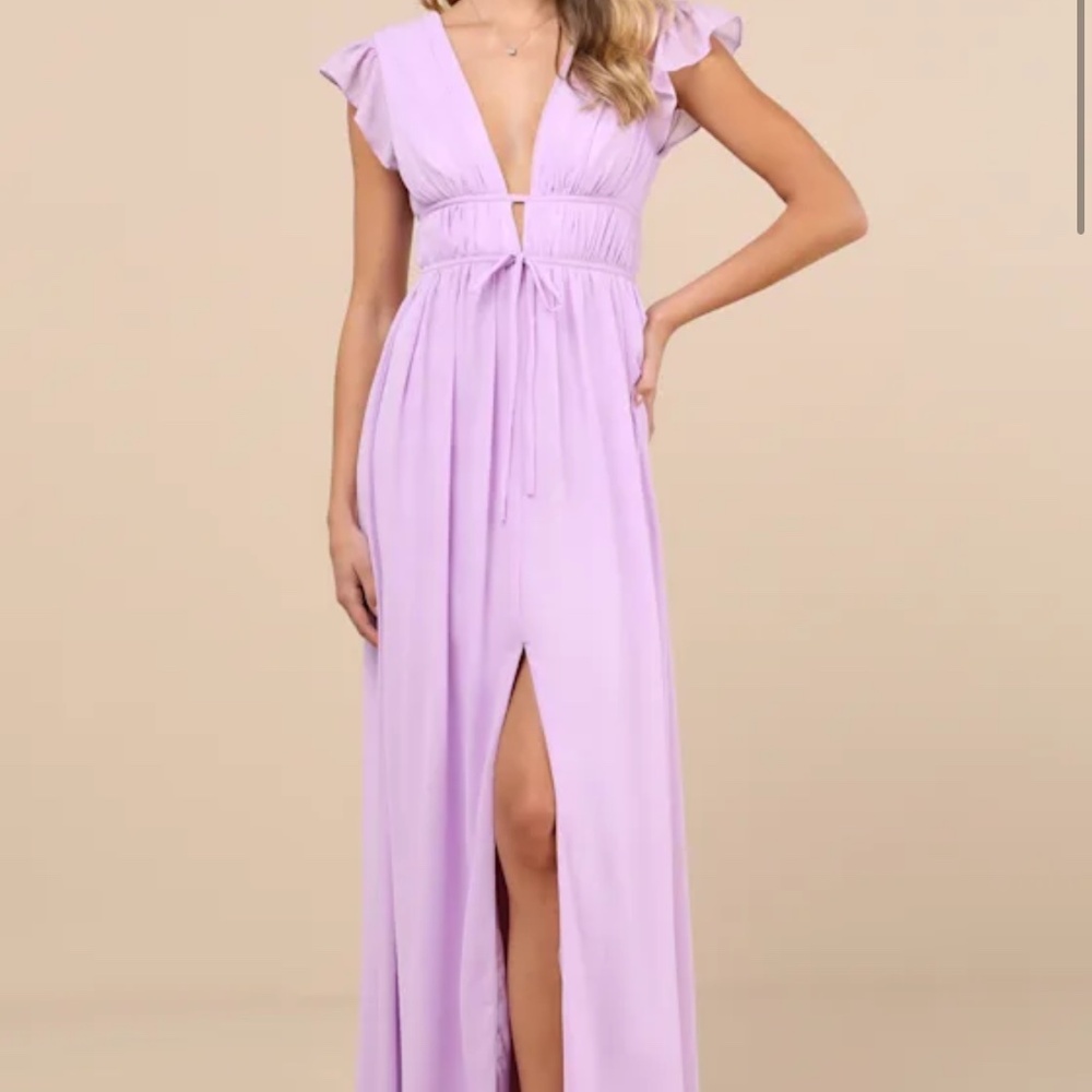 Lulus I'm All Yours Lavender Ruffled Maxi Dress Purple - Size L